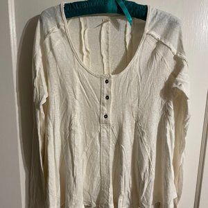 Free People Linen & Cotton Swing Henley Top